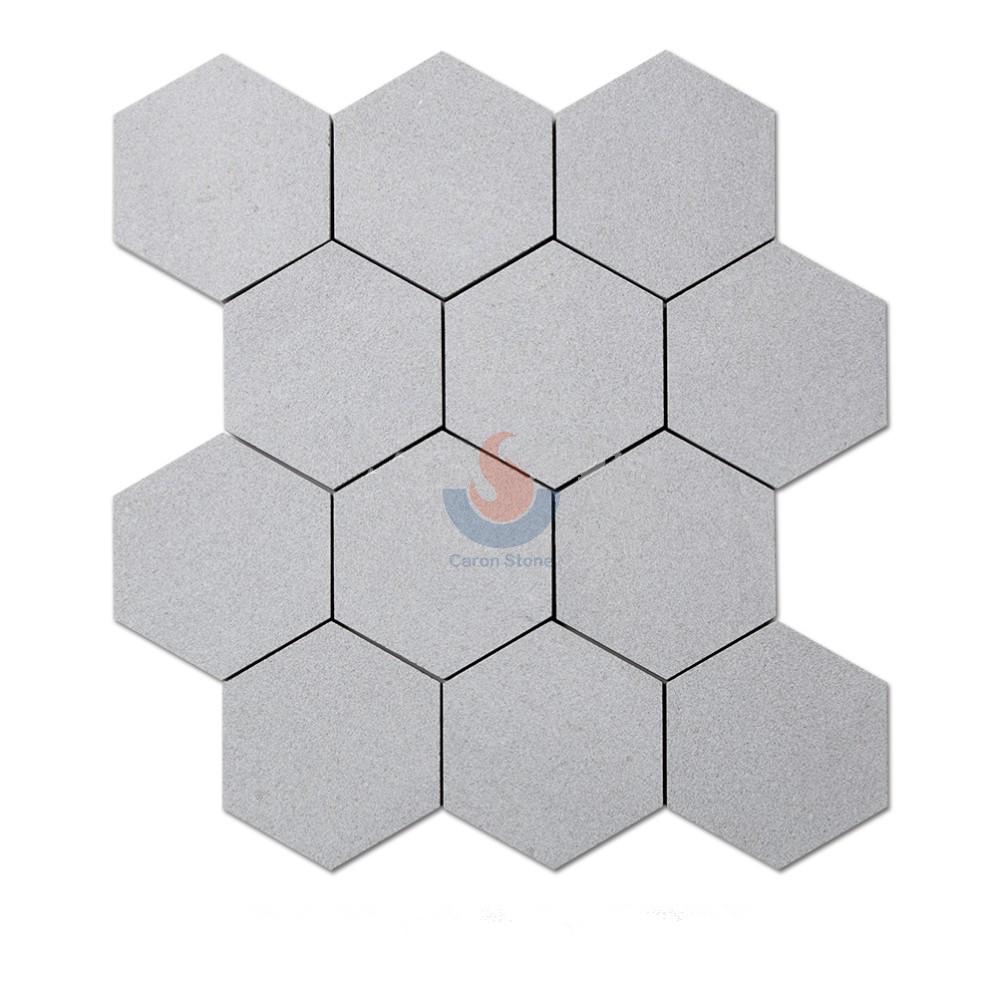 Cinderella Grey Marble Sandblasted 4 Inch Hexagon Mosaic Wall Tile Sheets