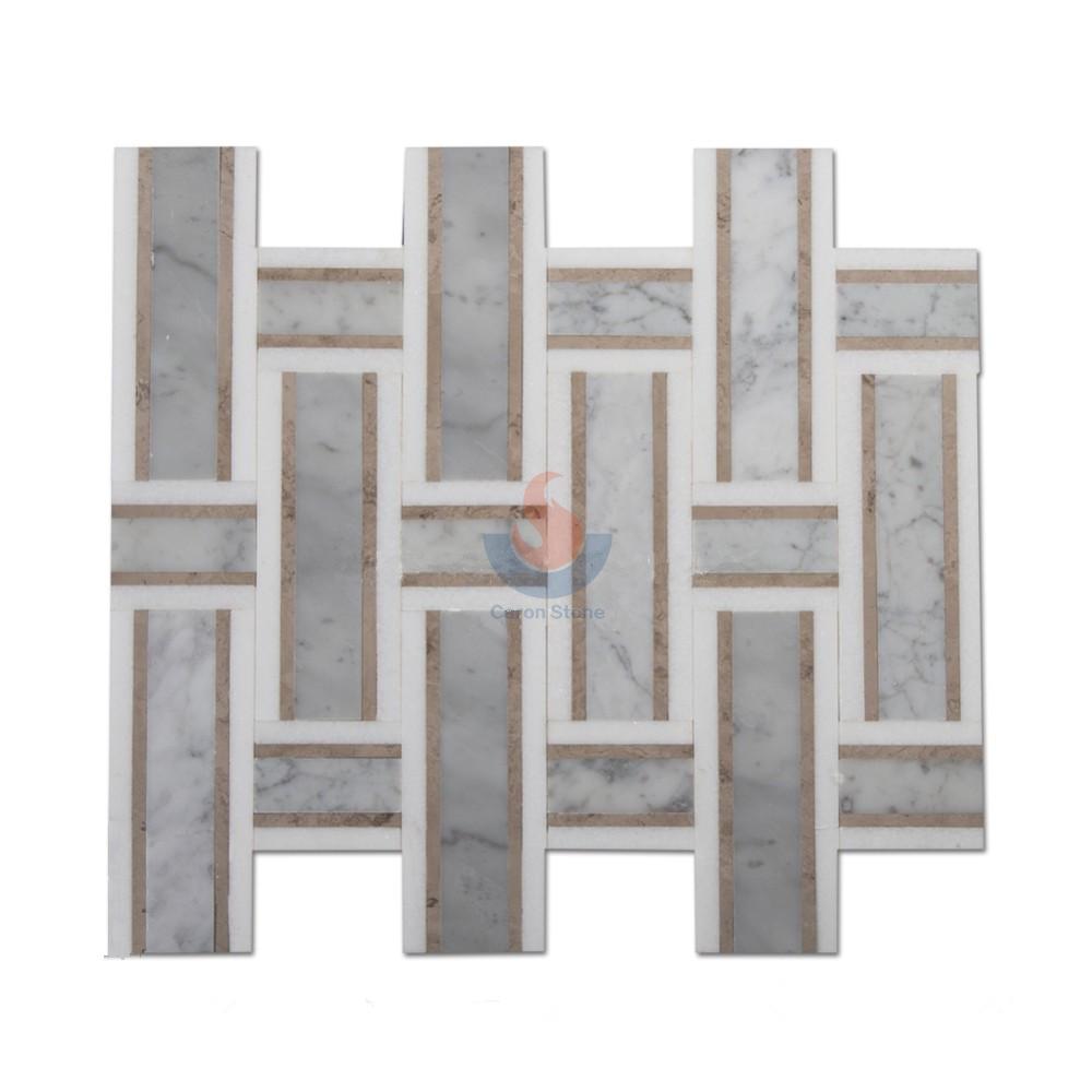 New Style Carrara White Stone Marble Basketweave Mosaics Tile