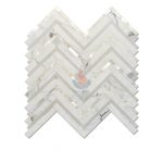 Calacatta Gold Marble Mix Pearl Shell HerringboneChevron Mosaic Tile -