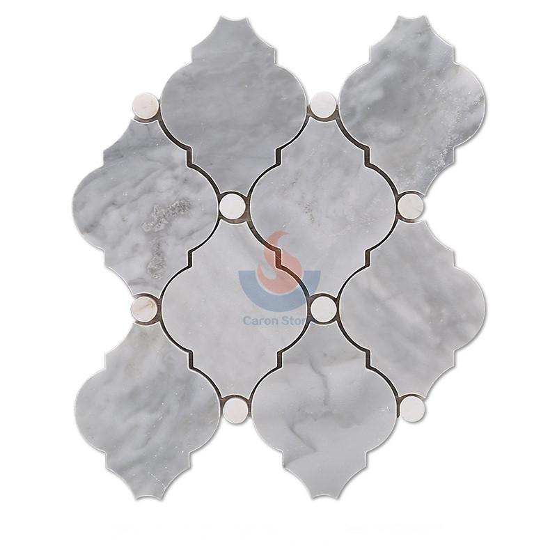 Gray Marble Arabesque Wall Tiles Mosaic With White Dots