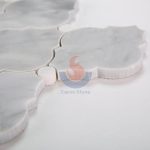 Gray Marble Arabesque Wall Tiles Mosaic With White Dots -