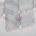 Gray Marble Arabesque Wall Tiles Mosaic With White Dots -