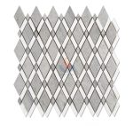 Chinese Blue Wood Vein Marble Rhombus With Thassos White Brick Mosaic Tile -