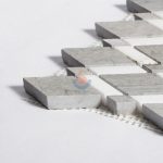 Chinese Blue Wood Vein Marble Rhombus With Thassos White Brick Mosaic Tile -