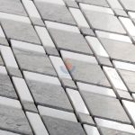 Chinese Blue Wood Vein Marble Rhombus With Thassos White Brick Mosaic Tile -