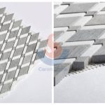 Chinese Blue Wood Vein Marble Rhombus With Thassos White Brick Mosaic Tile -