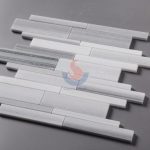 Marmara Equator White Marble Strip Mosaic Bathroom Tile -