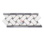 White Mixed Gray Basketweave Design Marble Mosaic Wall Border -