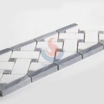 White Mixed Gray Basketweave Design Marble Mosaic Wall Border -