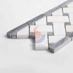 White Mixed Gray Basketweave Design Marble Mosaic Wall Border -