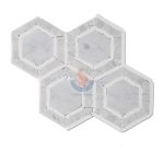 Carrara White And Greece Thassos White Marble Hexagon Floor Mosaic Tiles -
