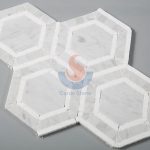 Carrara White And Greece Thassos White Marble Hexagon Floor Mosaic Tiles -