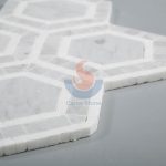 Carrara White And Greece Thassos White Marble Hexagon Floor Mosaic Tiles -