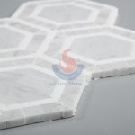Carrara White And Greece Thassos White Marble Hexagon Floor Mosaic Tiles -