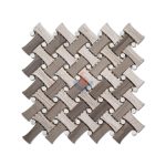 Wood Grain Marble Dogbone White Dots Backsplash Basketweave Mosaic Tile -