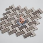 Wood Grain Marble Dogbone White Dots Backsplash Basketweave Mosaic Tile -