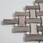 Wood Grain Marble Dogbone White Dots Backsplash Basketweave Mosaic Tile -
