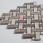 Wood Grain Marble Dogbone White Dots Backsplash Basketweave Mosaic Tile -