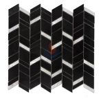 Black And White Nero Marquina Mix Shell Chevron Mosaic Tile -
