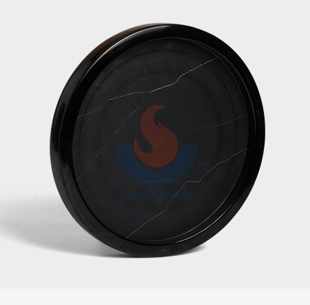 Black marble round tray