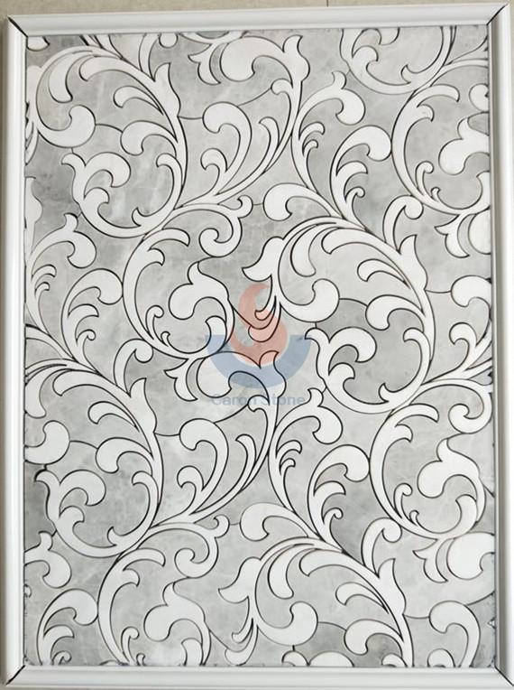 Light grey and white marble waterjet mosaic