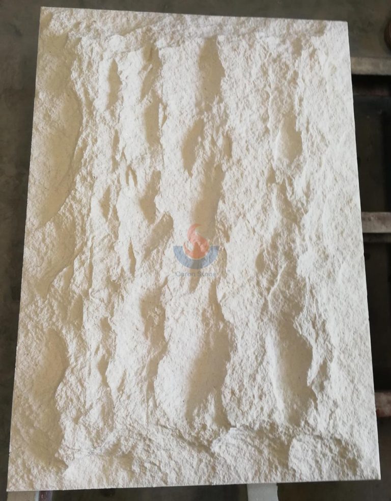 Rockface Finished White Limestone Wall Cladding Stone