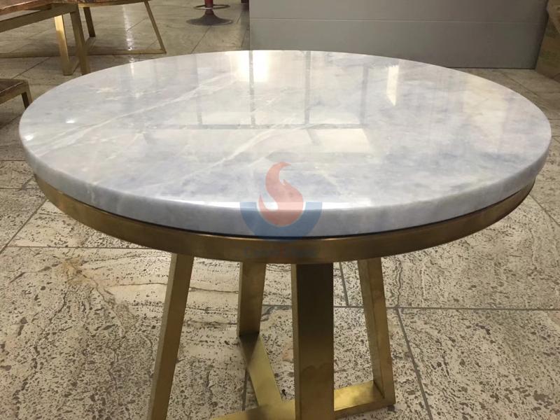 light blue onxy marble table top