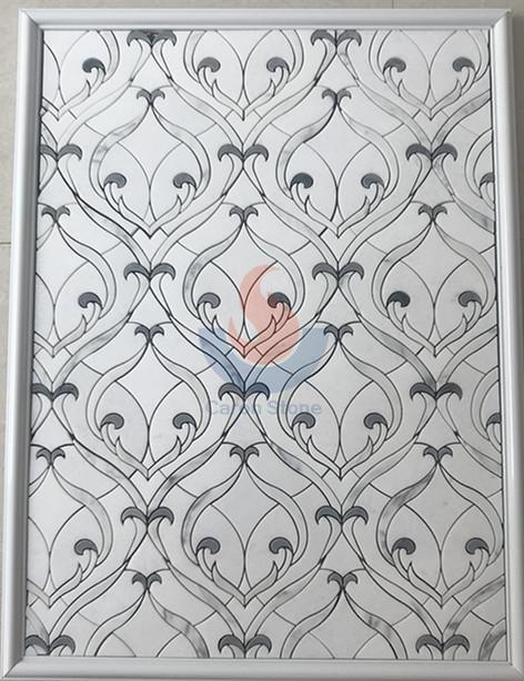 White marble with cuprum waterjet mosaic tile