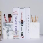 Marble Bookends With Pencil Holder -
