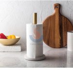 White Marble Free Standing Paper Towel Holder -