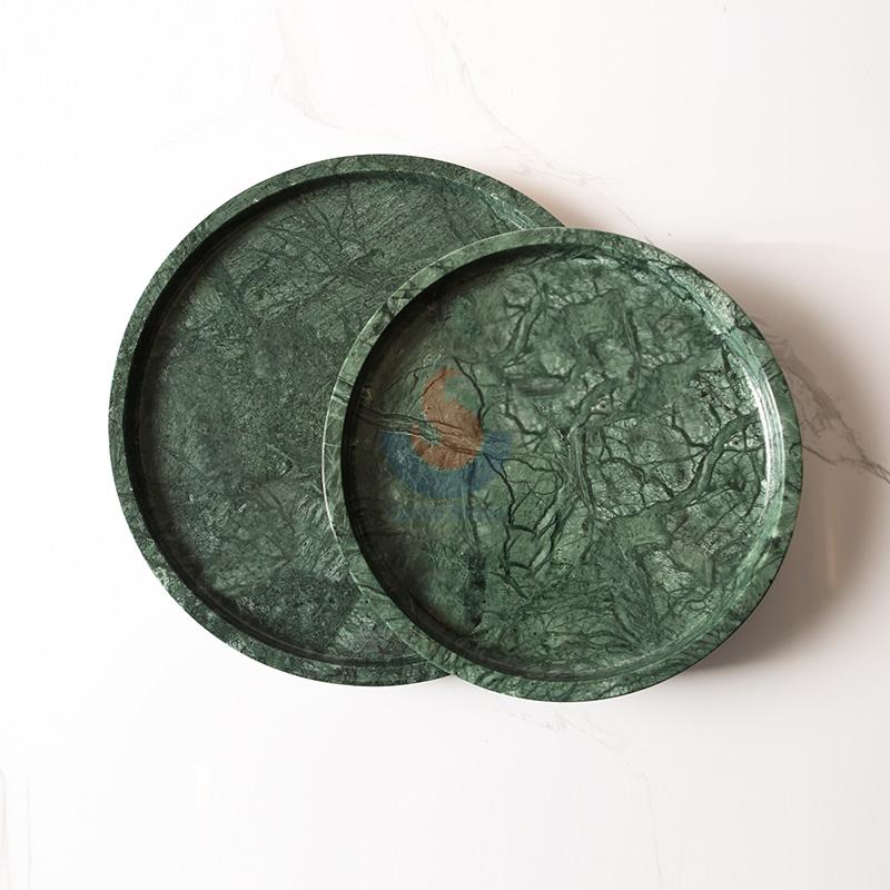 Round Green Marble Tray