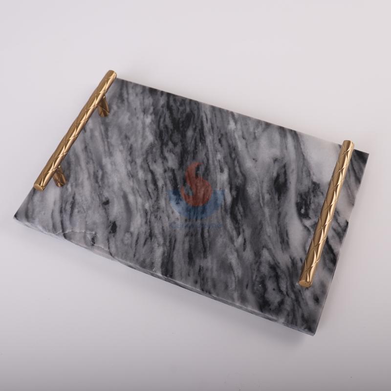 Rectangular Home Decor Bathroom Dresser Metal Serving Marble Tray
