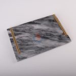Rectangular Home Decor Bathroom Dresser Metal Serving Marble Tray -