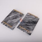 Rectangular Home Decor Bathroom Dresser Metal Serving Marble Tray -