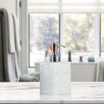 White Marble Resin Lotion Dispenser With Hand Pump -