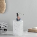 White Marble Resin Lotion Dispenser With Hand Pump -