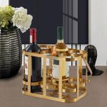 Modern Golden Tabletop Portable Wine Rack Bottle Holder -