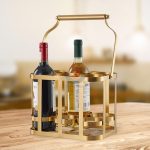 Modern Golden Tabletop Portable Wine Rack Bottle Holder -