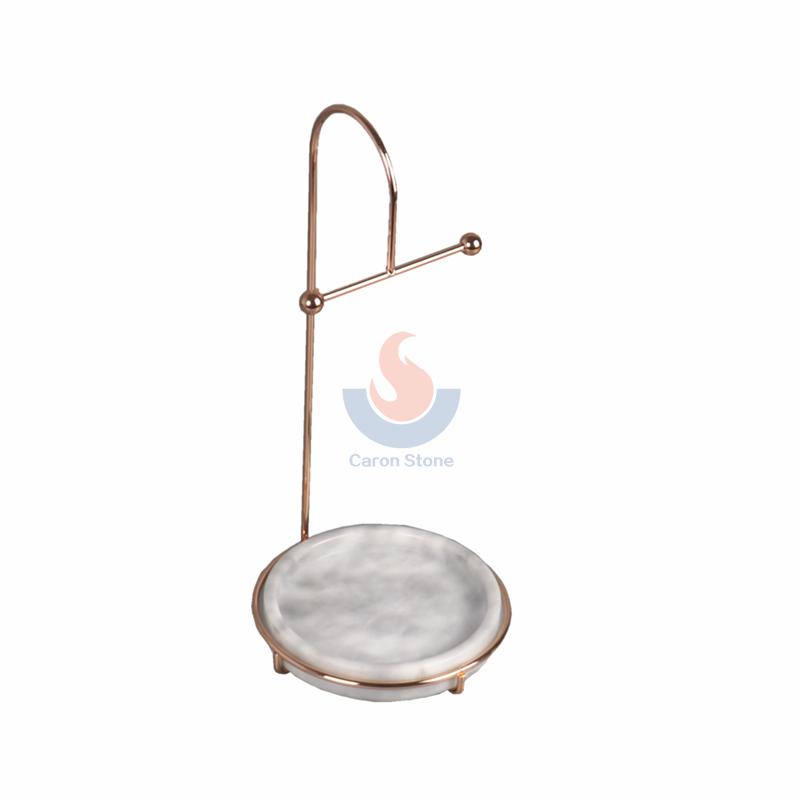 Modern Artisan Brass & Marble Jewellery Stand