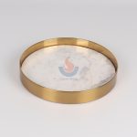 Round White Marble Tray With Gold Edge -