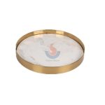 Round White Marble Tray With Gold Edge -