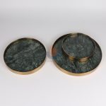 Round Green Marble Tray With Gold Edge -