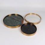 Round Black Marble Tray With Gold Edge -
