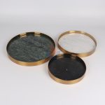 Round Black Marble Tray With Gold Edge -