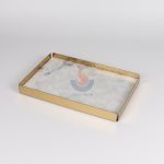 Metal Frame Marble Tray Rectangle Jewelry Display Tray Desktop Storage Organizer Decorative Tray Valet Tray Multi-Use Tray For Keys Jewelry Cosmetics Drinks -