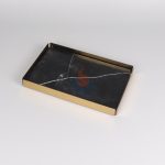 Metal Frame Marble Tray Rectangle Jewelry Display Tray Desktop Storage Organizer Decorative Tray Valet Tray Multi-Use Tray For Keys Jewelry Cosmetics Drinks -
