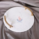 Metal Handle Round Black White Marble Tray Home Decoration Storage Supplies Coffee Tea Set Dessert Jewelry Outline Tray -