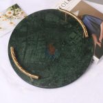 Metal Handle Round Black White Marble Tray Home Decoration Storage Supplies Coffee Tea Set Dessert Jewelry Outline Tray -