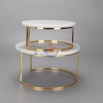 2 Layer Marble Cake Stand Custom Size Natural Store Round Wedding Cake Display Stand -