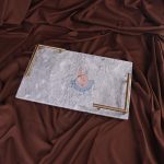 White Marble Rectangular Home Decor Dresser Metal Serving Marble Tray -